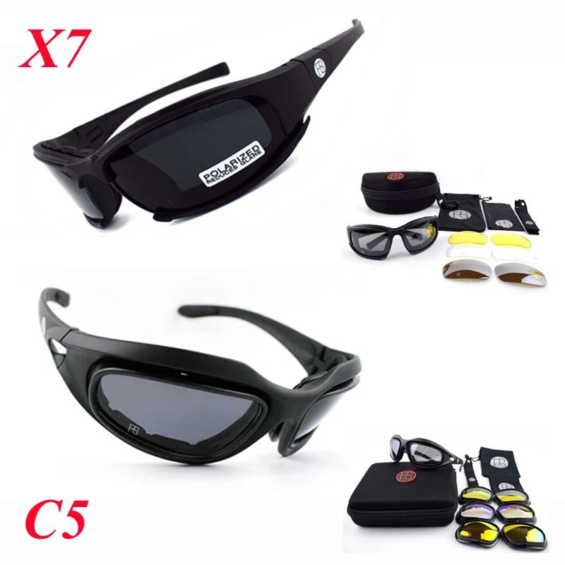 X7 C5 gafas de sol tácticas polarizadas, lentes militares para Airsoft, protección UV400, deportes al aire libre, senderismo, caza - imagen 2