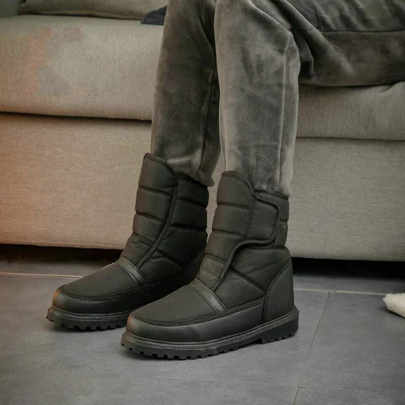 Botas de nieve impermeables antideslizantes para hombre, zapatos de algodón antideslizantes, térmicos, de terciopelo, cálidos, para esquí al aire libre, pesca y senderismo, Invierno - imagen 5