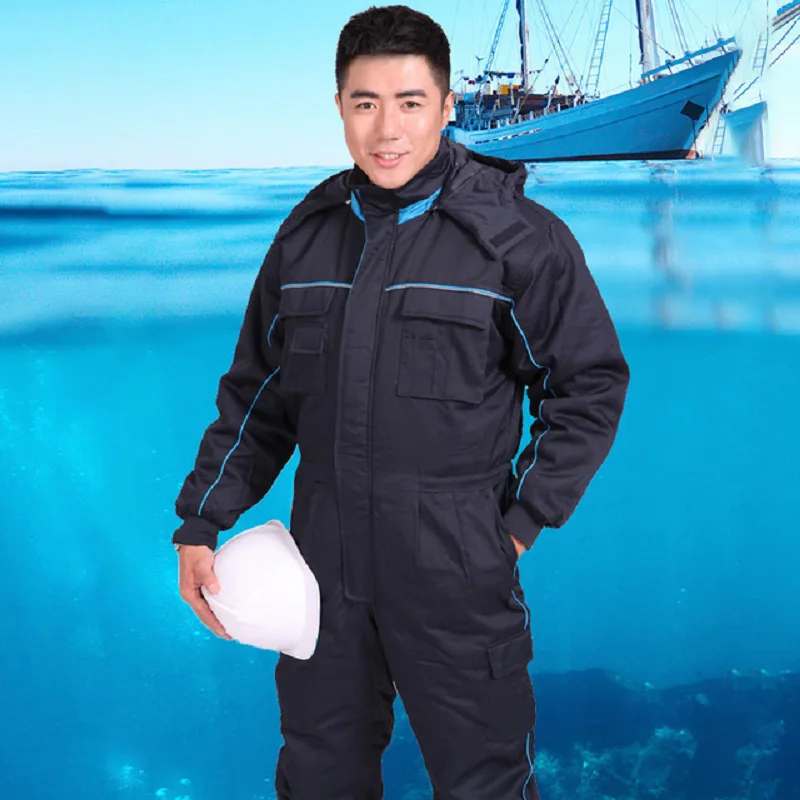 Mono de trabajo de invierno para hombre y mujer, mono acolchado de algodón acolchado cálido, máquina gruesa, reparadores, uniforme de almacenamiento en frío para taller - imagen 5