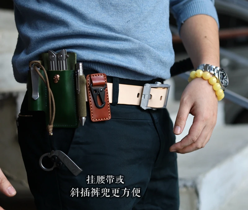 Abrazadera de protección de grano de Color, aleación de titanio, abrazadera de cuero, accesorios de tornillo, placa K, funda de cuchillo, abrazadera de cintura - imagen 3