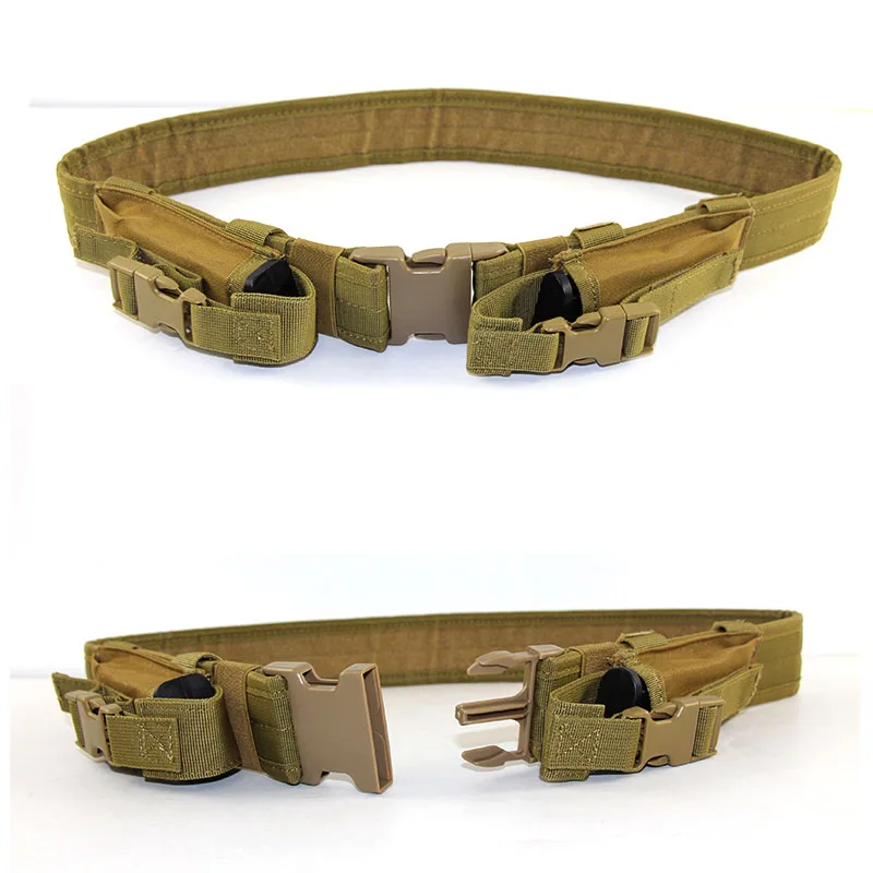 Cinturón táctico militar con dos bolsillos para revistas, correa ajustable para el ejército de Airsoft al aire libre, para hombre - imagen 4