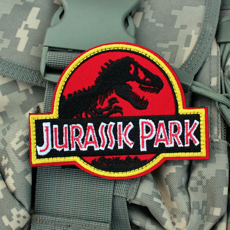 Parche bordado Jurassk Park, insignias tácticas de la era de los dinosaurios para ropa, mochila, chaqueta de Velcro, pegatinas DIY, aplicaciones - imagen 3