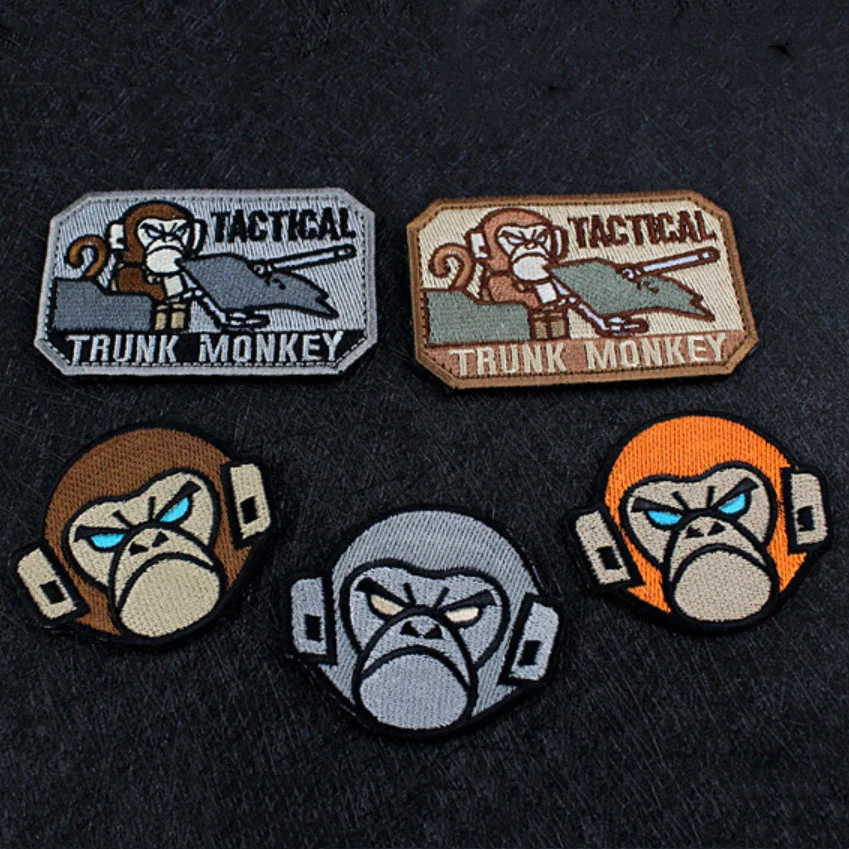 Tanks Che Burashka Hear No EVIL Flying Trunk parche bordado de mono táctico No mirar escuchar hablar insignia de Animal de tres sabios - imagen 2