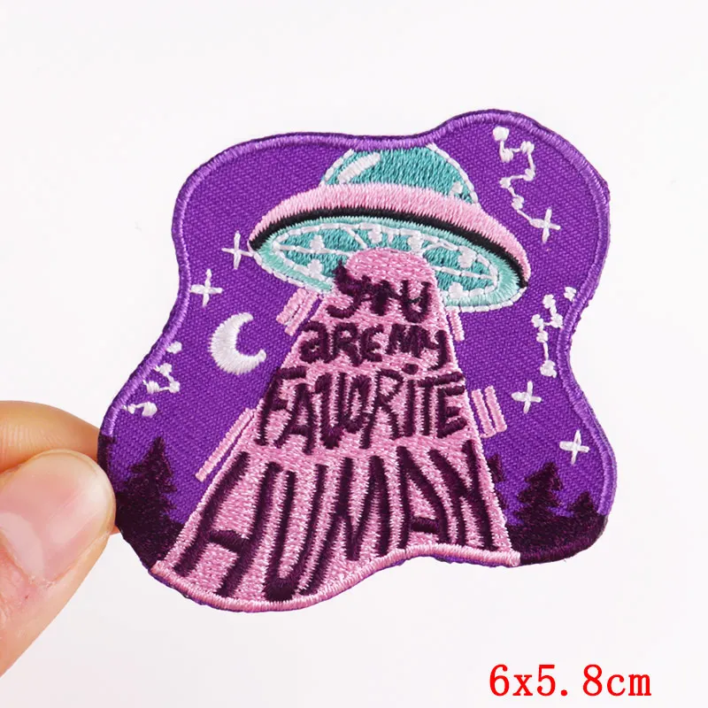 Parches de astronauta del espacio OVNI, en la ropa para planchar parches bordados, parches de aventura al aire libre DIY para ropa, pegatinas, insignias - imagen 4