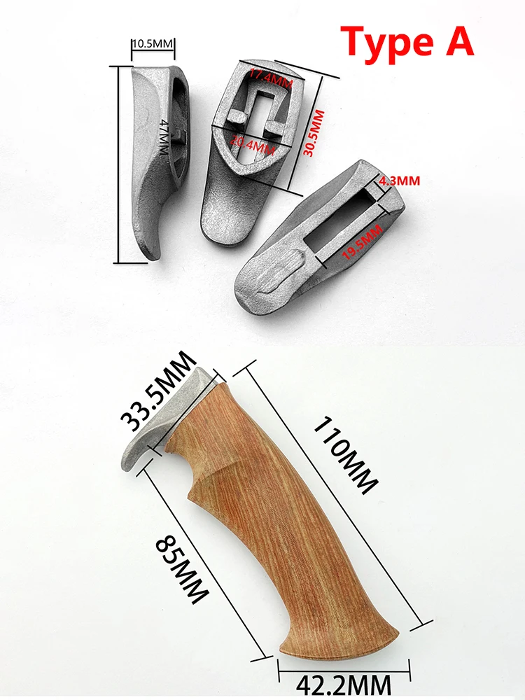 Juego de empuñaduras de madera de rosa con protector de mano de acero para cuchillo recto Bowie, accesorios para MANGO de cuchillo, 1 Juego - imagen 3