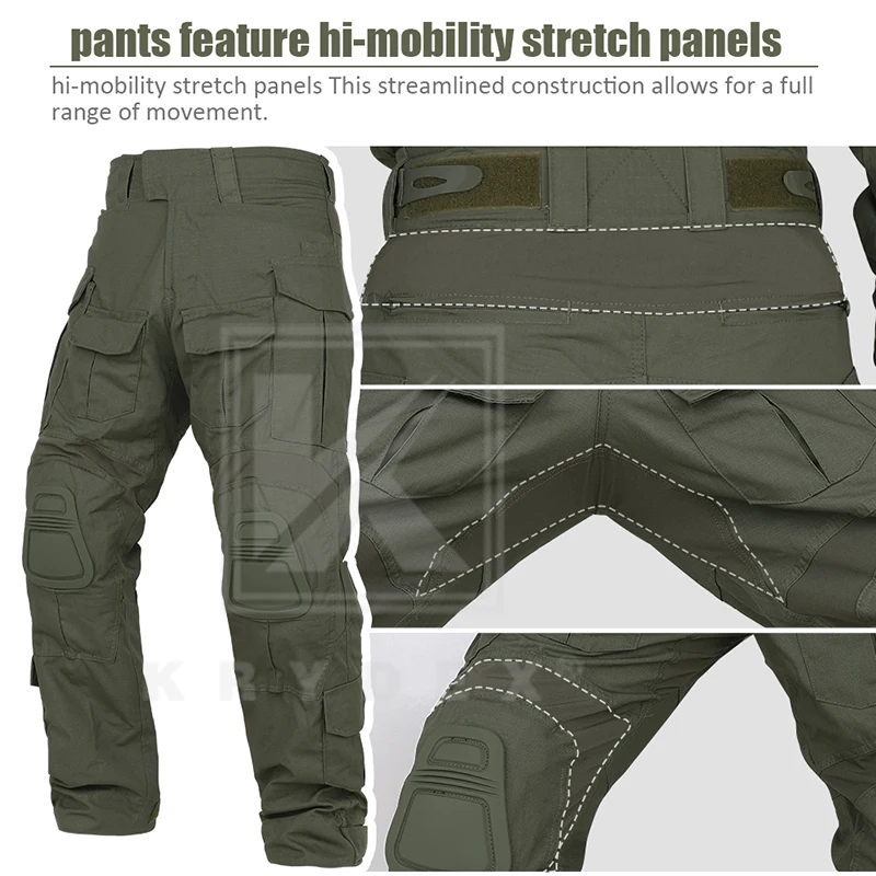 KRYDEX-pantalones de combate con rodillera, uniforme táctico Verde Ranger, para caza al aire libre y senderismo - imagen 5