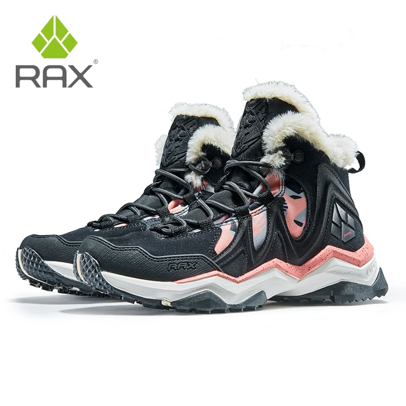 RAX, zapatos de senderismo para hombre, zapatillas impermeables de invierno para exteriores, botas de Trekking de piel de vaca para hombre, zapatillas de deporte para acampar y escalar en la nieve para mujer