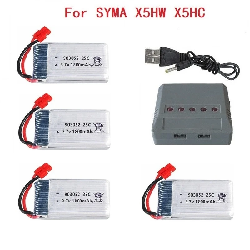 Batería recargable de 3,7 v y 1800mAh para KY601S, batería Lipo y cargador para SYMA X5, X5S, X5C, X5SC, X5SH, X5SW, 903052, 3,7 v - imagen 2