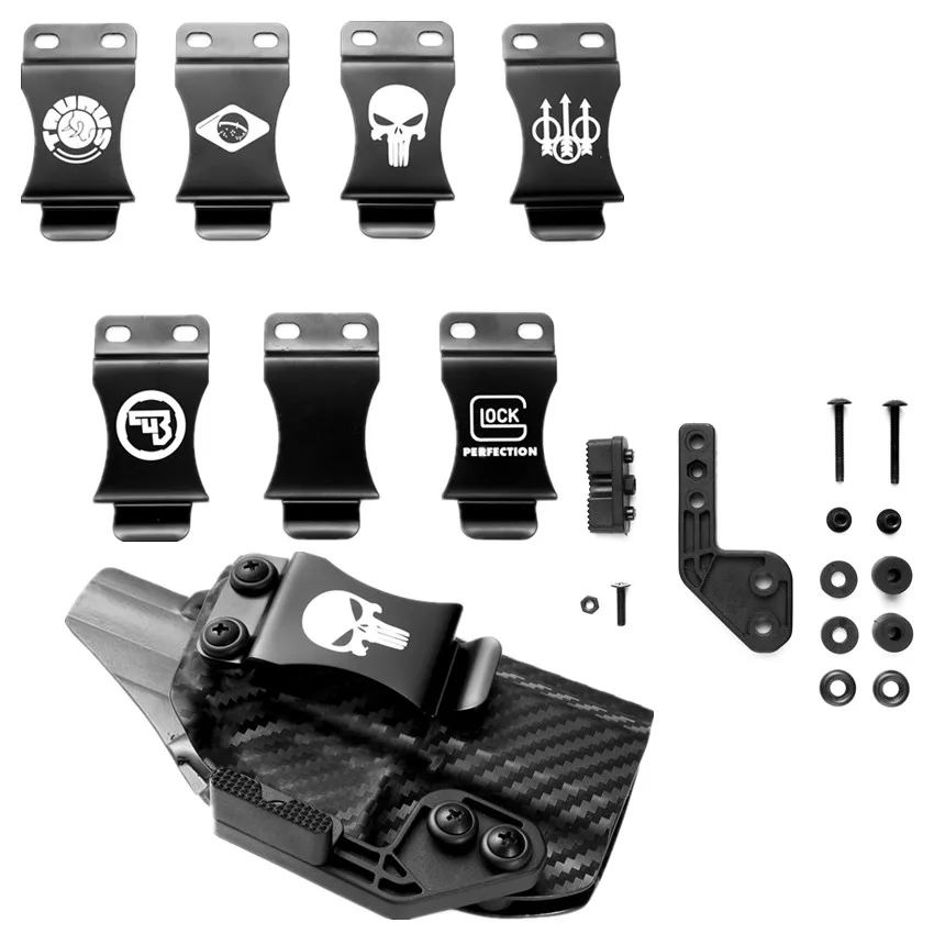 Pinza de ala de solapa con Clip de Metal para IWB Glock Beretta Taurus CZ Punisher Kydex, funda de fibra de carbono, cinturones de pistola de 1,5 ", transporte oculto - imagen 5