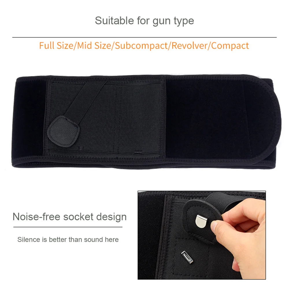 Funda para pistola de transporte oculta para vientre táctico, pistola de mano derecha, cintura elástica Invisible Universal, cinturón para faja - imagen 4