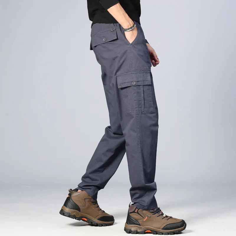 Pantalones Cargo con múltiples bolsillos para hombre, ropa de algodón transpirable, resistente al desgaste, holgada y recta, para deportes al aire libre y senderismo, talla grande 5XL - imagen 2