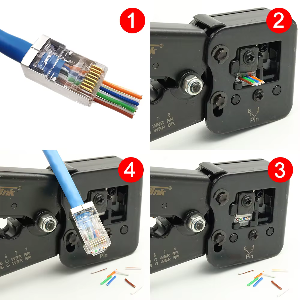 Conector RJ45 Cat6 SFTP metálico Xintylink para cable de red blindado - imagen 5