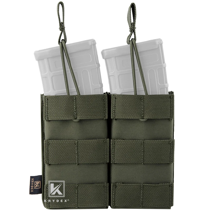 KRYDEX-bolsa Modular de doble cargador para Airsoft, 5,56. 223, para tiro, caza, táctica, Top abierto, Mag, Ranger Green - imagen 3