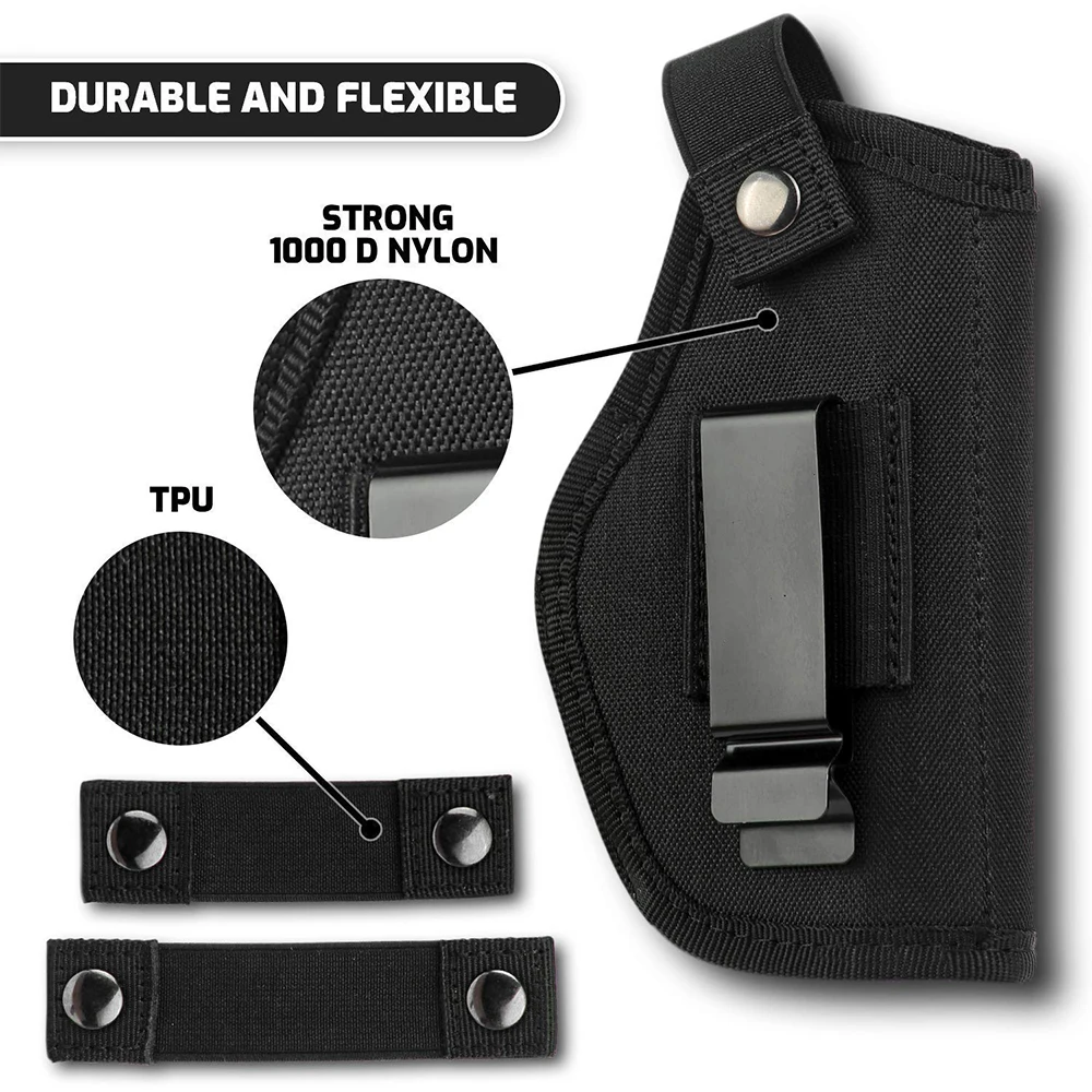Fundas de pistola tácticas para Airsoft fundas universales para mano derecha/izquierda IWB/OWB funda de transporte oculta de 9mm compatible con Glock 23/26/27/42 M & P - imagen 4