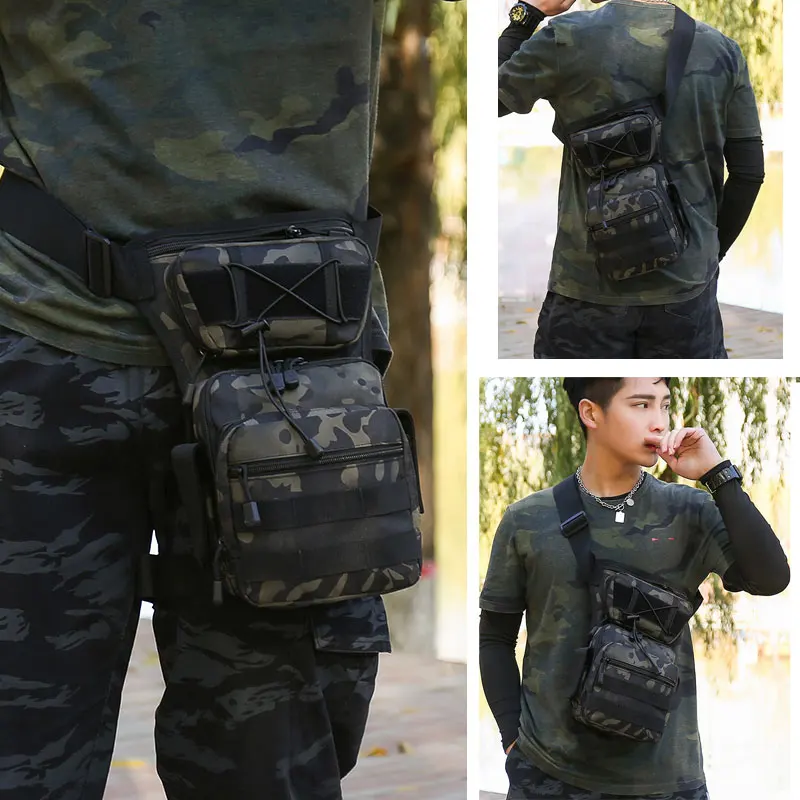 Bolsa de pierna para hombre, cinturón táctico para senderismo, cadera, motocicleta, deportes al aire libre, Molle, pecho, Camping, hombro, caza - imagen 5