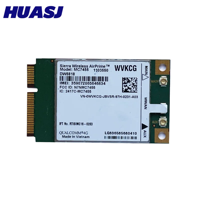 HUASJ MC7455 DW5818 WVKCG LTE 4G tarjeta mini PCI-E FDD-LTE 4G módulo Cat6 para Dell laptop WWAN tarjeta - imagen 2