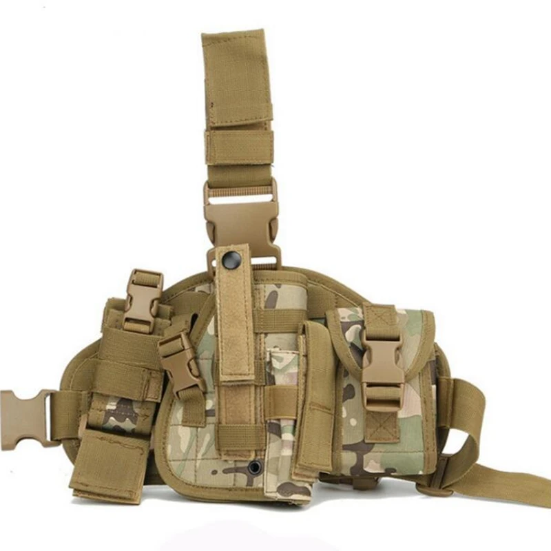 Funda táctica para pistola de pierna caída para GL 17 19 Beretta M9, plataforma de funda para pistola de muslo con bolsas Molle, funda Universal - imagen 2