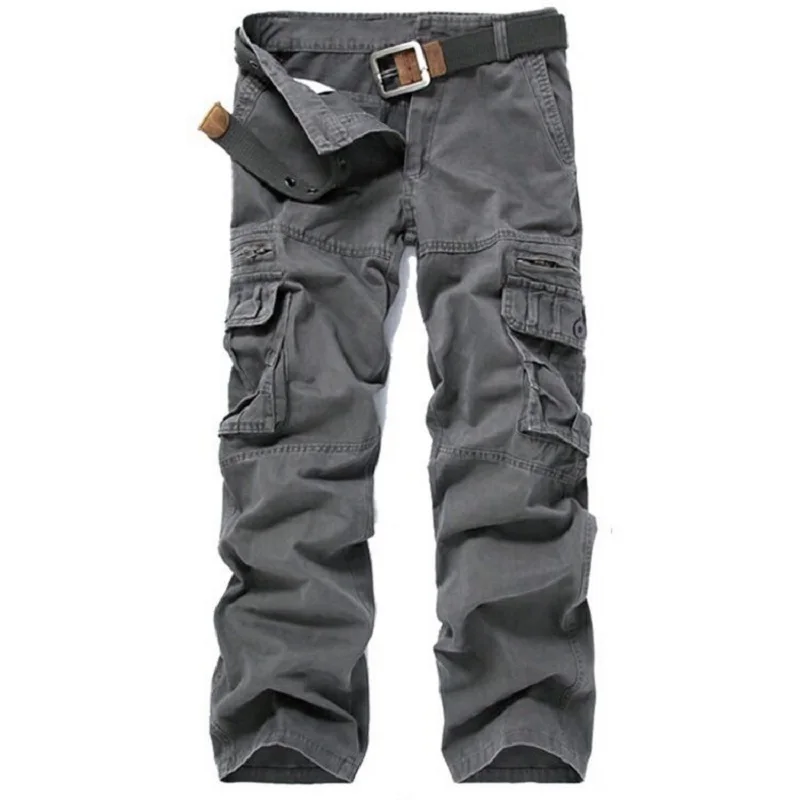 Pantalones Cargo para hombre, pantalones de algodón de combate para hombre con múltiples bolsillos, pantalones para correr informales de color verde militar, talla 40, envío gratis - imagen 5
