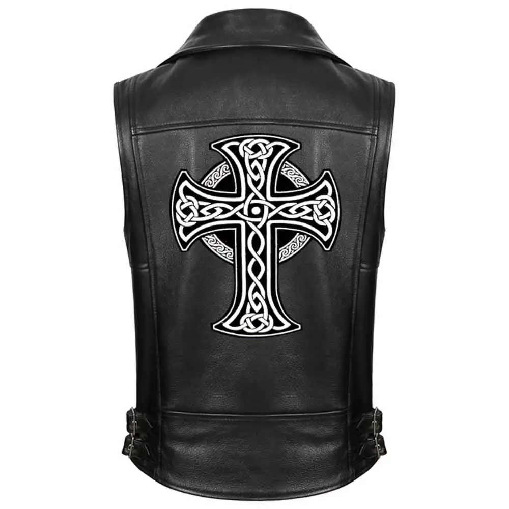 Parche bordado termo adhesivo cruz motorista punk – Diseño grande - imagen 5