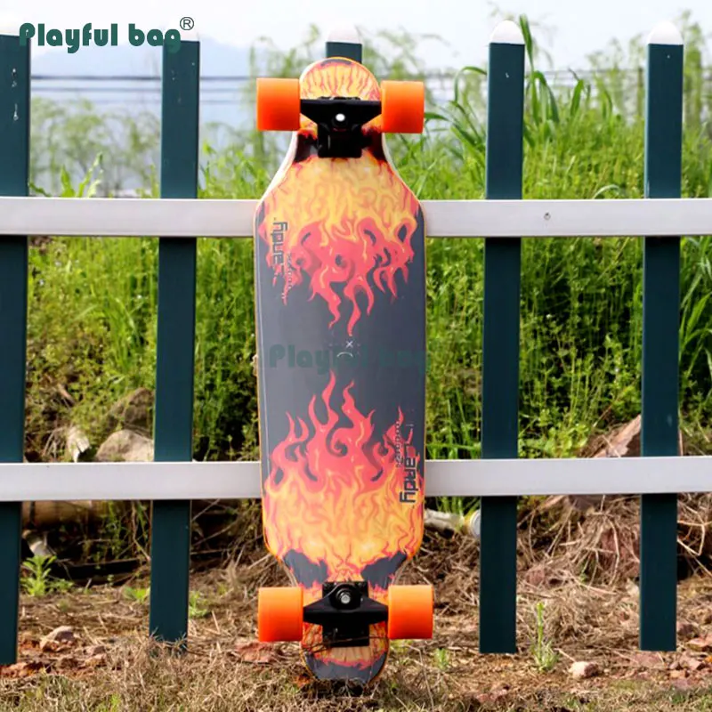 Bolsa Playful de 31 pulgadas para skateboard, tabla de patinaje de carretera, cepillado, skateboard largo de arce de calle, camiones de aleación de aluminio AMB54 - imagen 5
