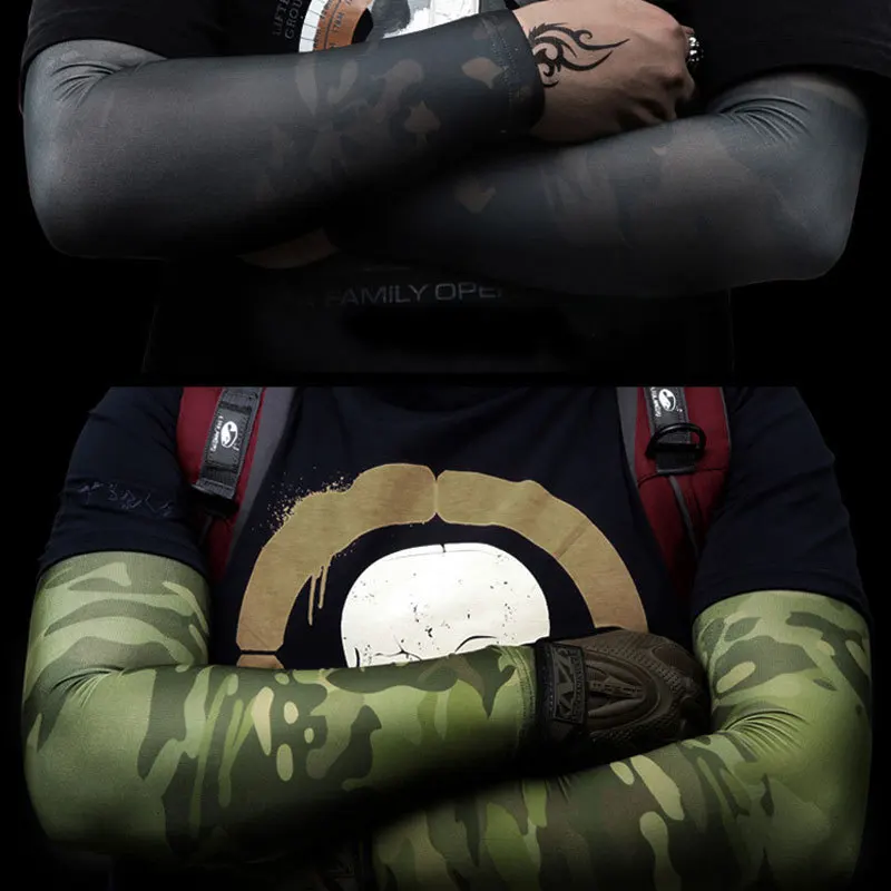 Equipo de supervivencia en el campo, mangas elásticas de camuflaje para brazos, manga para brazo de ciclismo, protector solar, transpirable, caza al aire libre, 11 colores - imagen 4