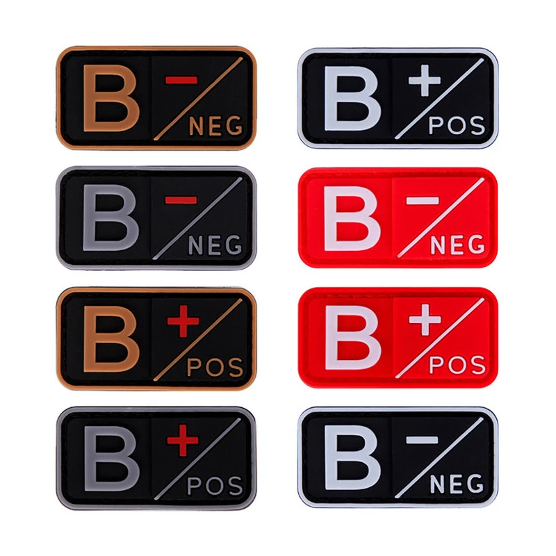 Parches de PVC 3D tipo sangre A + B + AB + O + positivo A- B- AB- O-negativo NEG calcomanías tácticas insignia de goma para decoración de bolsas de ropa - imagen 3