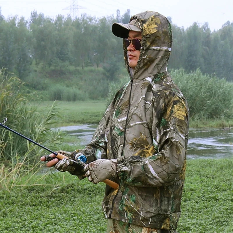 Chaqueta fina plegable de verano con protección UV, chaqueta con capucha para pesca, S-4XL, camuflaje biónico, caza, escalada, Camping, senderismo - imagen 5