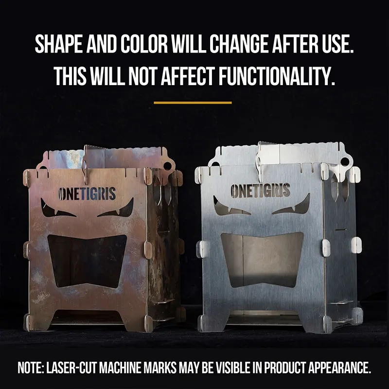 OneTigris-estufa de leña de empalme rocuboide, estufa de leña, versión de ojos malvados, horno portátil para acampar, cocina de supervivencia para Picnic - imagen 5