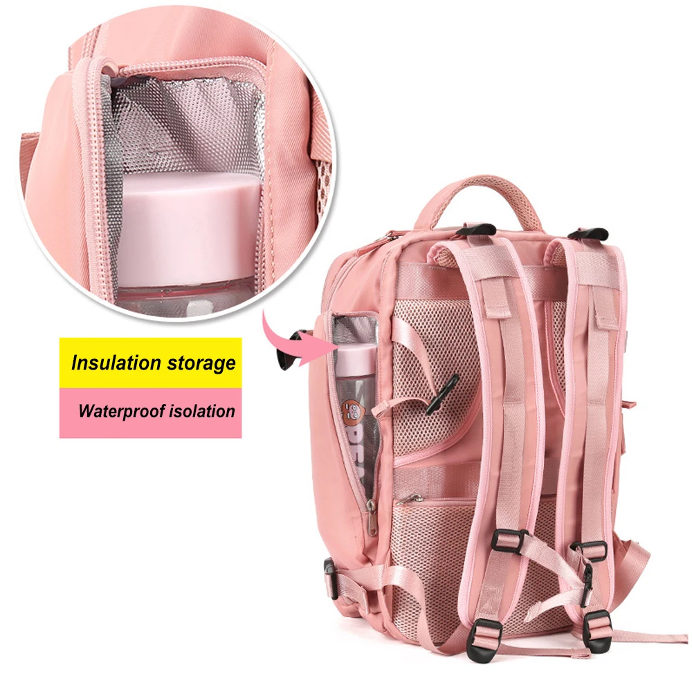 Bolsa de gimnasio USB de 17 pulgadas para mujer, mochila seca y húmeda, bolso de hombro para mujer, mochila escolar para estudiante, bolsa de viaje escolar para ordenador portátil X137A - imagen 2