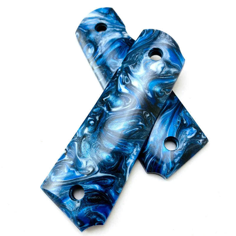 1 par de parches de mango de 1911 agarres de resina mixta de colores, tamaño completo CNC, accesorios de fabricación de bricolaje personalizados, Material antideslizante de báscula de vástago - imagen 2