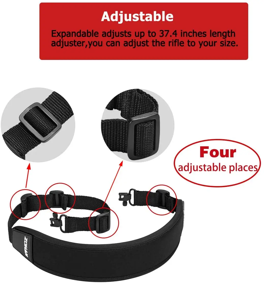 ZOHAN-cabestrillo de 2 puntos para Rifle de pistola, correa ajustable con relleno giratorio para tirachinas, accesorios para escopeta de caza - imagen 5