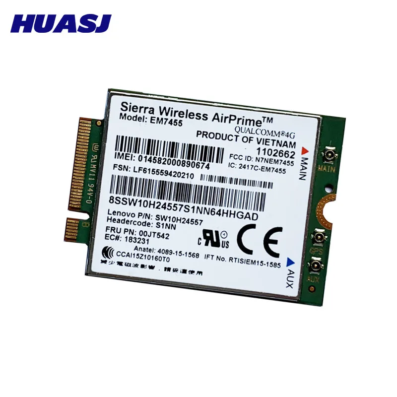 Huasj EM7455 Sierra inalámbrica FDD / TDD LTE, 4G, módulo Gobi6000 para Lenovo FRU: 00JT542, 01AX756, T460, T460p, L560, 260, P50 - imagen 4