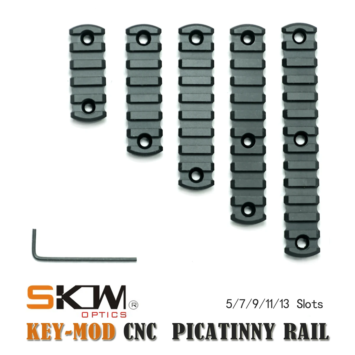 SKWGEAR Key Mod/M-LOK 6061-T6 riel Picatinny anodizado 5/7/9/11/13 ranuras/Weaver CNC juegos de segmentos de secciones de riel para guardamanos