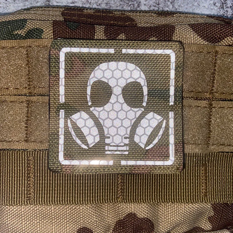 Parche de nailon luminoso para máscara bioquímica, insignia táctica, reflectante, Antigas, a prueba de polvo, para mochila de casco - imagen 4