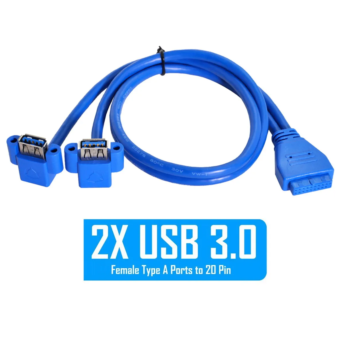 CY NGFF-Cable de montaje en Panel con ranura para cabezal, conector USB 3,0 A Tipo Dual hembra A placa base, 20 pines, 19 pines, 50cm - imagen 3