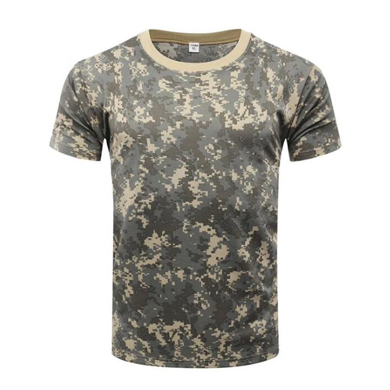 Camisas de camuflaje al aire libre para hombres, camisas tácticas de Camping, senderismo, caza, secado rápido, manga corta, militar, Airsoft - imagen 4
