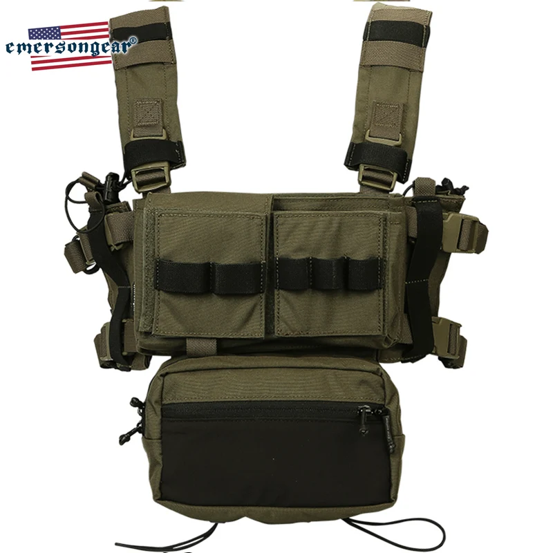 Emersongear-Chaleco táctico MK3 para el pecho, chaleco de lucha Modular ajustable para caza, portador de placa con bolsa magnética de nailon 556 762 - imagen 4