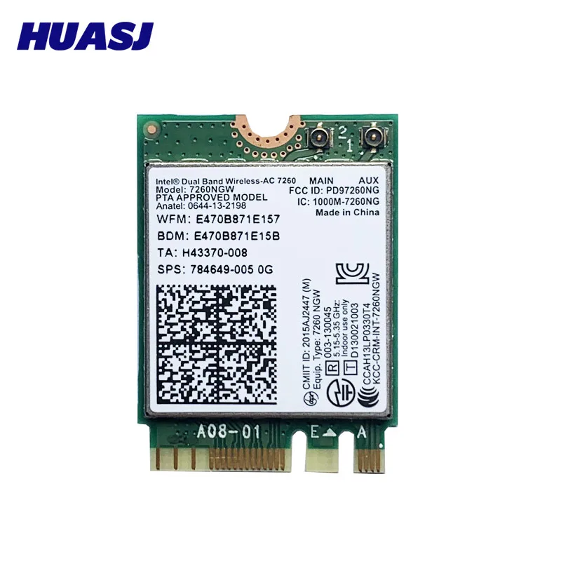 Huasj-tarjeta Wlan M.2 inalámbrica para Intel Dual band 7260, 7260NGW, AC NGFF 2x2, 802.11ac, 867Mbps, Wifi + BT 4,0 - imagen 2