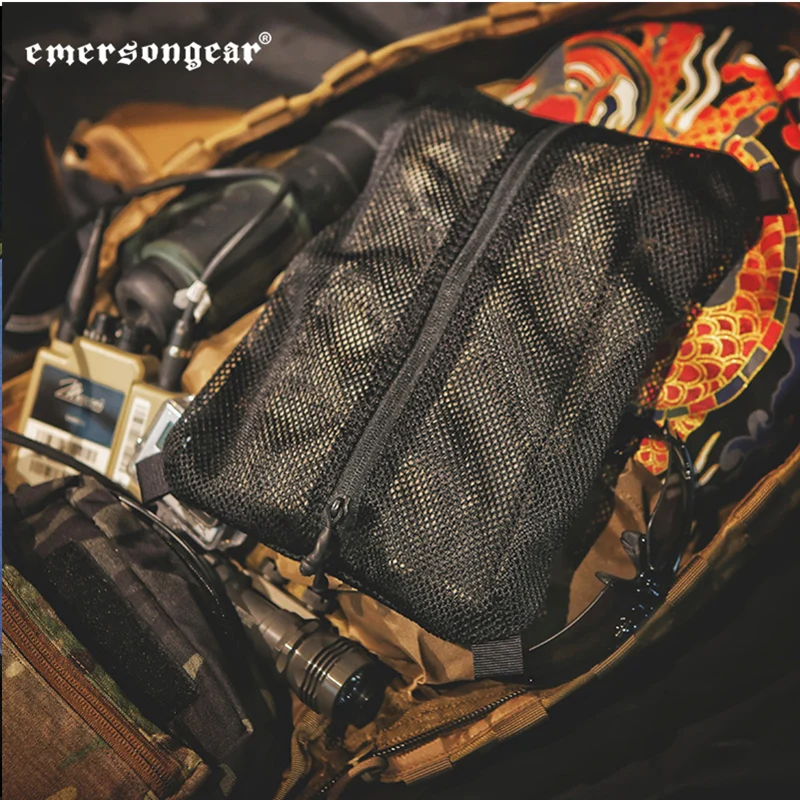 Emersongear-bolsas de almacenamiento EDC tácticas, bolsa con cremallera para herramientas, Airsoft DWR, caza, senderismo, soporte de bolsillo, 34x20cm L