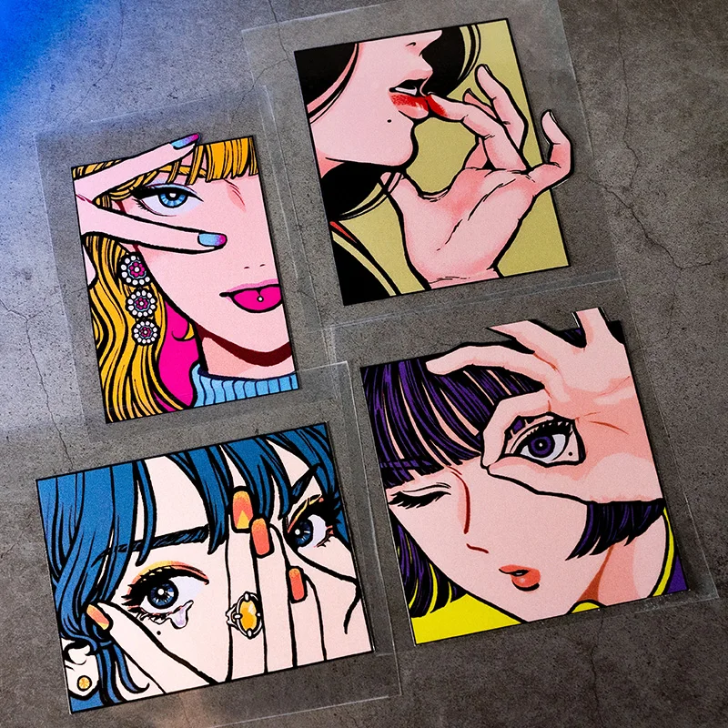 Pegatina reflectante impermeable para coche de Anime, diseño de ojos eléctricos de chica hermosa para casco de motocicleta - imagen 4