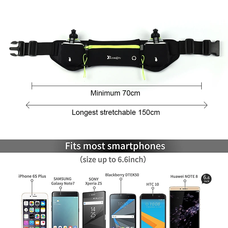 Riñonera deportiva para hombre/mujer, riñonera para correr, maratón, botella de agua para teléfono, riñonera deportiva, cinturón para correr con dos bolsillos - imagen 3