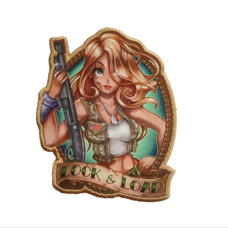 Sello ejército mujer soldado parche capítulo esclavo princesa Leia marinero azul marino rizos atractivos hermosa chica guerrera insignia para decoración de ropa