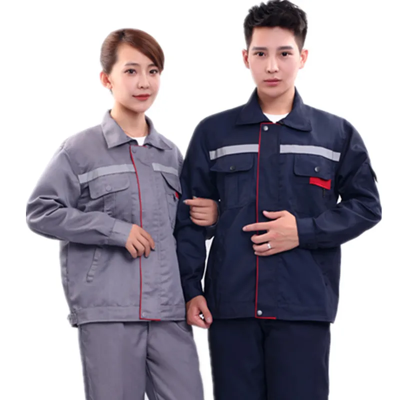 Nuevos conjuntos de ropa de trabajo para hombres y mujeres, chaquetas reflectantes + Pantalones, primavera y otoño, reparación de máquinas, soldador, monos de taller, uniformes de trabajo - imagen 5