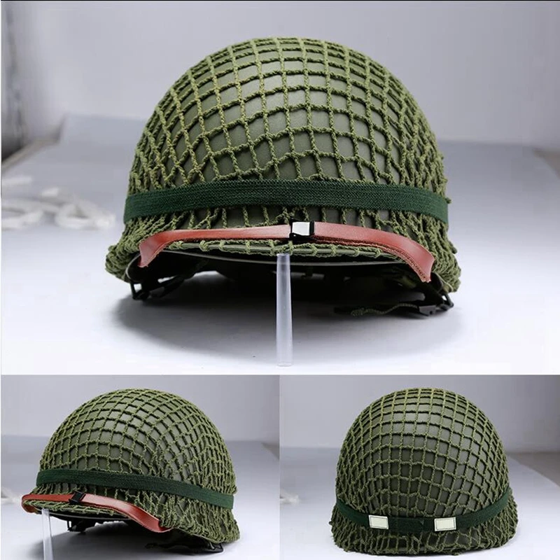 WW2 US M1 casco de acero réplica táctica militar Airsoft deportes al aire libre Cosplay Paintball casco seguro accesorio de protección - imagen 2