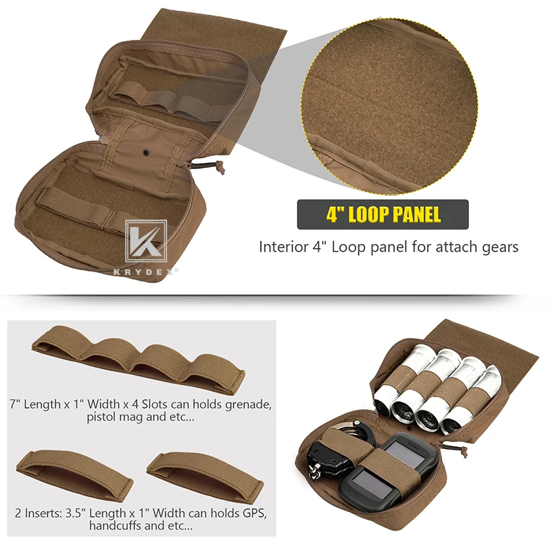 KRYDEX-soporte táctico para múltiples misiones, bolsa con 3 uds. De inserciones para D3CR MK3 JPC, accesorios para el pecho, bolsa para colgar marrón Coyote - imagen 5