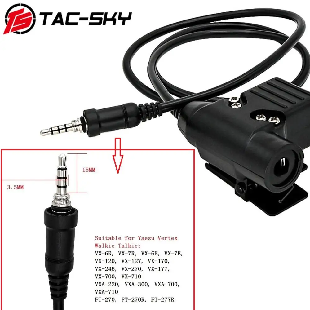 TAC-SKY YAESU VERTEX PTT U94 PTT Yaesu Vertex enchufe para walkie-talkie VX-6R VX-7R VX6R VX7R FT-270 FT-270R VX-127 Vertex Yaesu - imagen 3