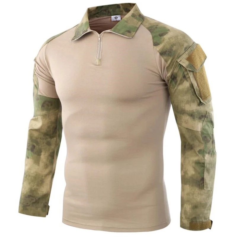 Camiseta de manga larga táctica militar para hombre, camisa cálida de secado rápido, transpirable, Camuflaje del ejército, entrenamiento de combate, senderismo - imagen 4