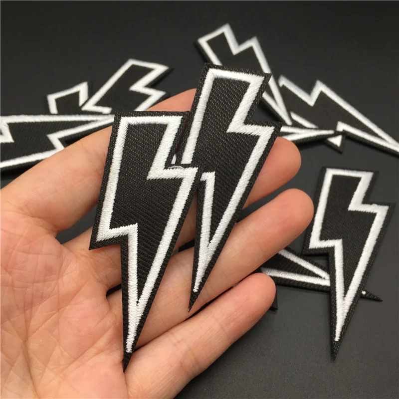 10 unids/lote Diy parches electrodomésticos para ropa insignia de planchado rayas bordadas en ropa tela costura Stciker relámpago - imagen 2