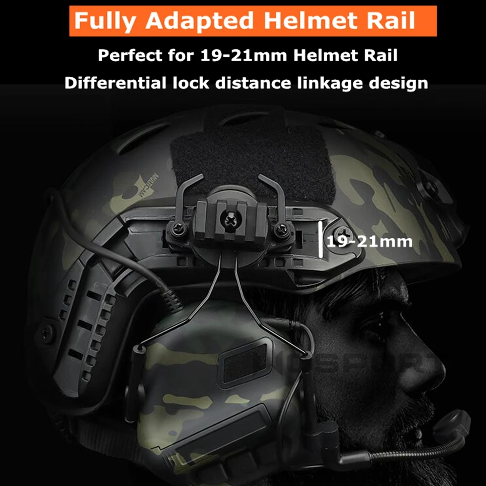 Auriculares tácticos con captación de sonido para casco, orejeras con reducción de ruido para caza y tiro con riel para casco adaptado - imagen 5