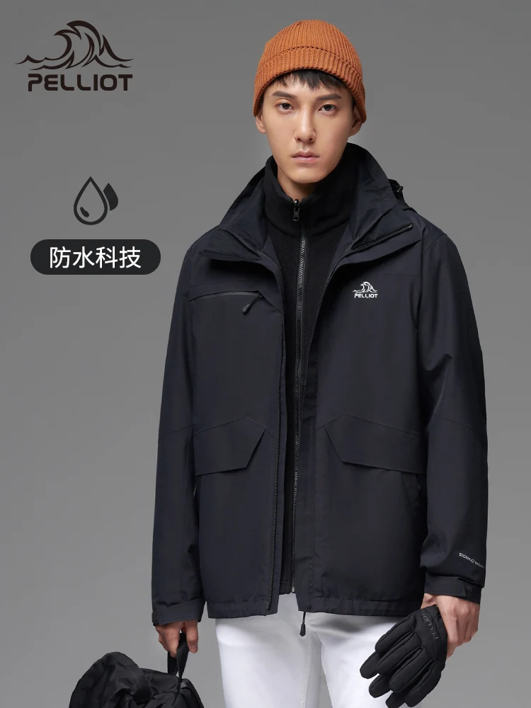 pelliot camping turismo hombres chaqueta chaquetas de invierno cortavientos a prueba de viento impermeable cálido dos piezas setautumn montaña abrigo - imagen 3
